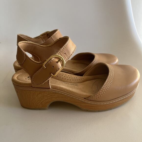Clarks Women's Paizlee Bay Clog Style Block Heel Platform Sandals Tan Size 6 - Picture 9 of 12